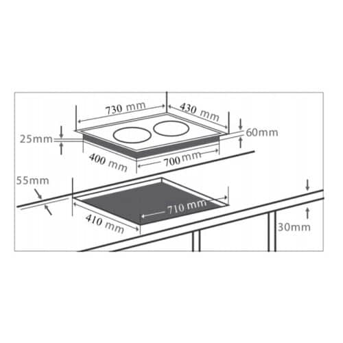 Kích thước của Bếp điện từ hỗn hợp Chefs EH-MIX366/P