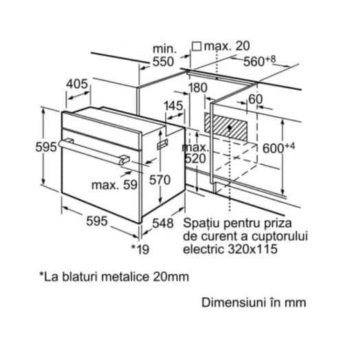 Kích thước lò nướng Bosch HBN531E1F