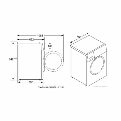 Kích thước máy giặt quần áo cửa trước Bosch WAW32640EU