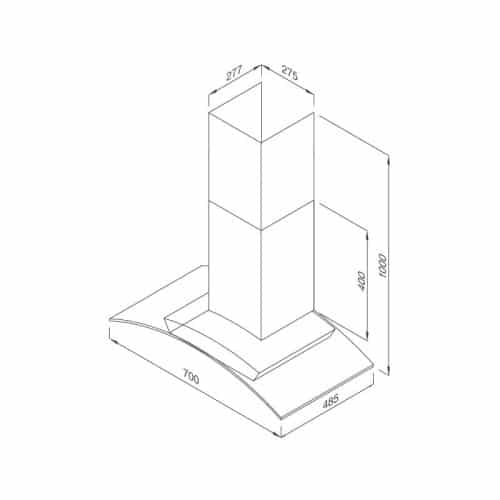Kích thước máy hút khói khử mùi MALLOCA MC 9078-700