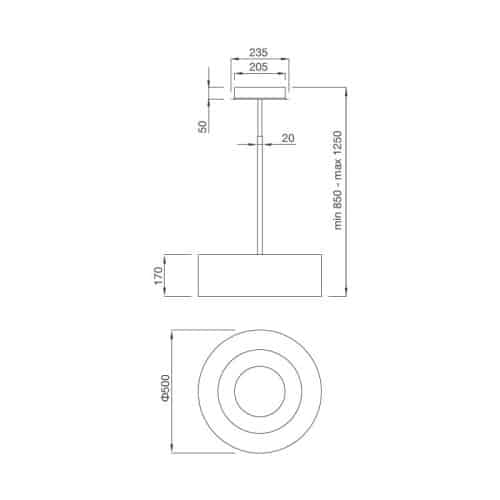 Kích thước máy hút khử mùi đảo Mallca MOON-I230F