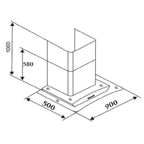 Máy hút khử mùi kính cong Chefs EH-Caspia90T 4 Kích thước Máy hút khử mùi kính cong Chefs EH-Caspia90T
