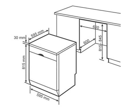 kích thước của Máy rửa bát Bosch SMS4HVI33E