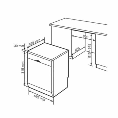 kích thước của Máy rửa bát Bosch SMS4HVI33E
