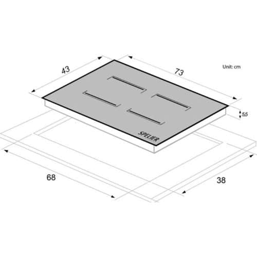 Kích thước của Bếp từ 2 vùng nấu Spelier SPE-IC928 PLUS