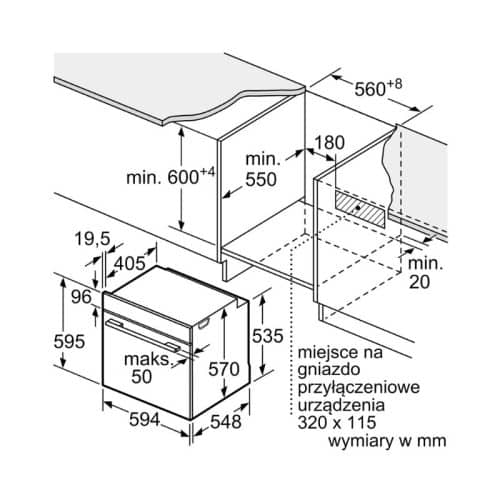 Kích thước lò nướng Bosch HBA534EB0