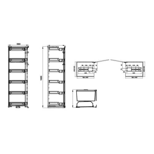 Kích thước Tủ đồ khô Hafele Kosmo Kara Swing 548.65.842