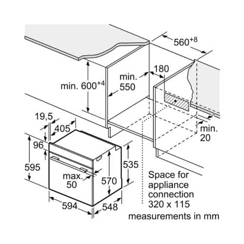 Kích thước lò nướng Bosch HBG5370B0