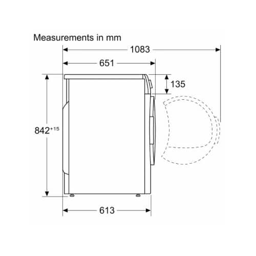 Kích thước máy sấy Bosch WTH83008SG