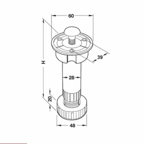 Chân tủ bằng nhựa 150mm Hafele 637.45.371 3 637.45.371 1