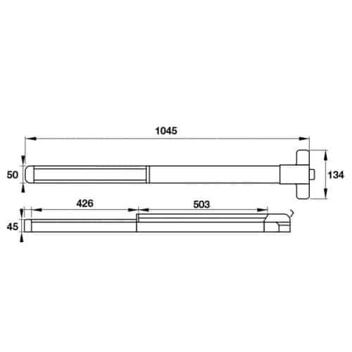 Kích thước của Thanh thoát hiểm Hafele 911.52.143