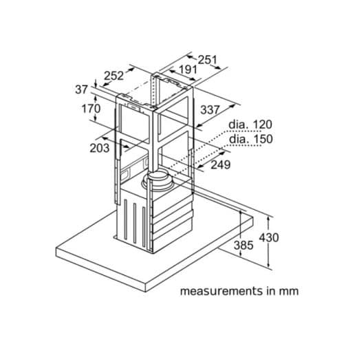 Kích thước máy hút mùi Bosch DIB97IM50
