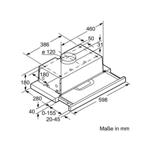 Kích thước máy hút mùi Bosch DHI625R