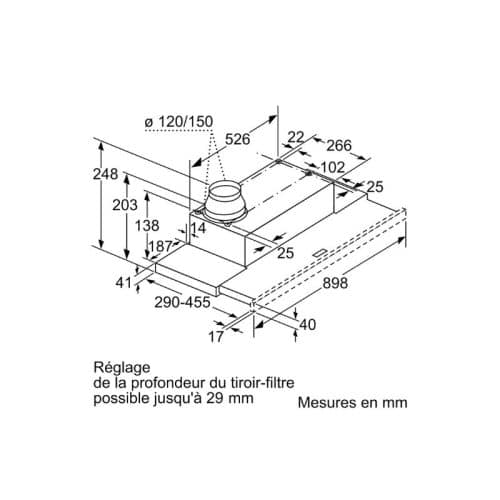 Kích thước máy hút mùi Bosch DFM094W53