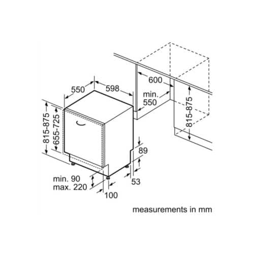 Kích thước lắp đặt máy rửa bát BOSCH SMV69N20EU