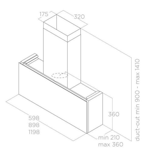 Máy hút mùi áp tường Elica RULES BL/F/60 PRF0163752 8 Kích thước máy hút mùi áp tường Elica RULES BL/F/60 PRF0163752