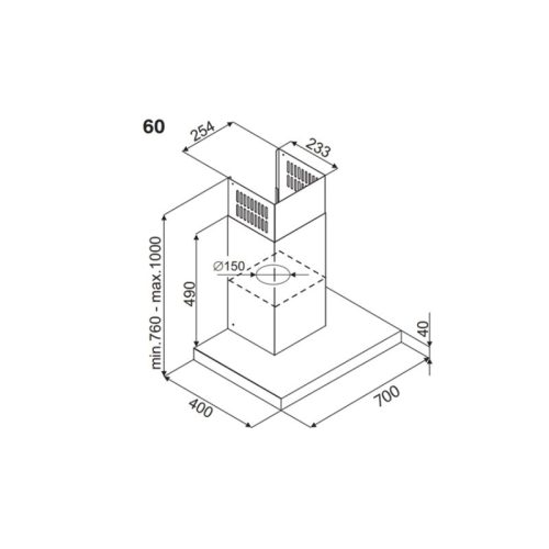 Máy hút mùi áp tường Fagor 3CFS-7031X 3 Thiết kế của máy hút mùi áp tường Fagor 3CFS-7031X