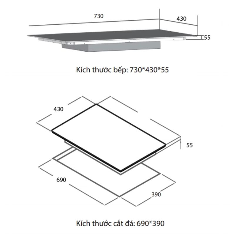 Kích thước bếp từ Spelier STL-210C Kích thước bếp từ Spelier STL-210C