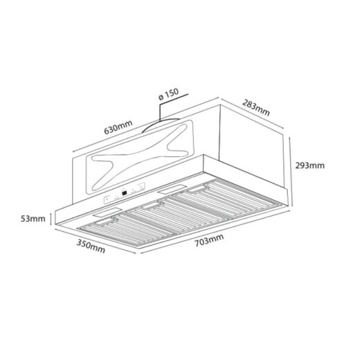 Kích thước máy hút mùi Kocher Turbo X-350D